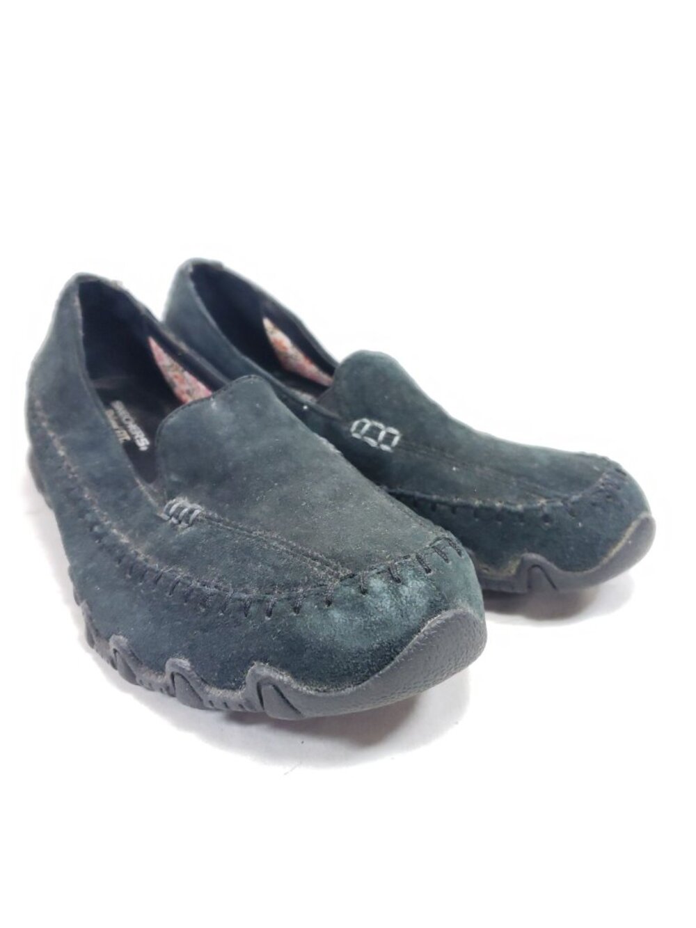 Skechers Biker Pedestrian Slip On Shoes Women's Size 8/38 Black Suede Leather - Picture 3 of 8